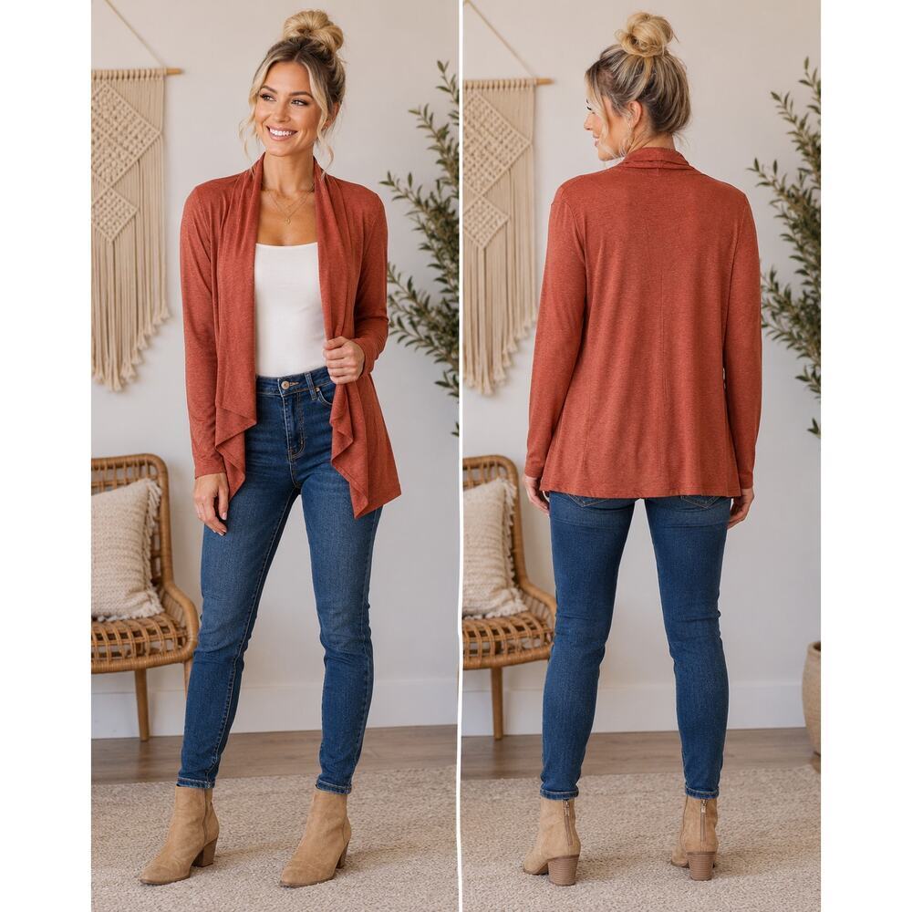 Wishlist Rust Open Front Cardigan Sweater Size Medium